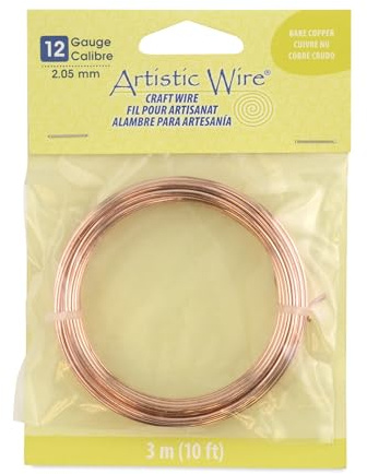 Artistic Wire, 12 Gauge Uncoated Bare Copper Craft Wire, 10 ft