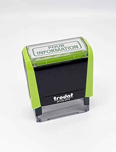 Tampon Trodat X-print 4912 encrage automatique rechargeable, texte POUR INFORMATION, encre de couleur verte, format de l’impression 47 x 18 mm