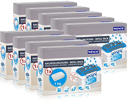9x Wenko Nachfüllpackung Feuchtigkeitskiller Raum-Entfeuchter, 1kg Granulat