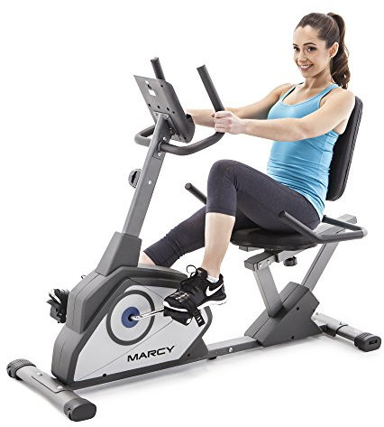 Marcy Magnetic Recumbent Exercise Bike with 8 Resistance Levels NS-40502R,Grey