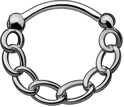 Piersando Piercing Scharnier Clicker Ring Tribal mit Ketten Infinity Ringe Spirale Vintage Ethno Septum für Tragus Helix Ohr Nase Lippe Brust Intim