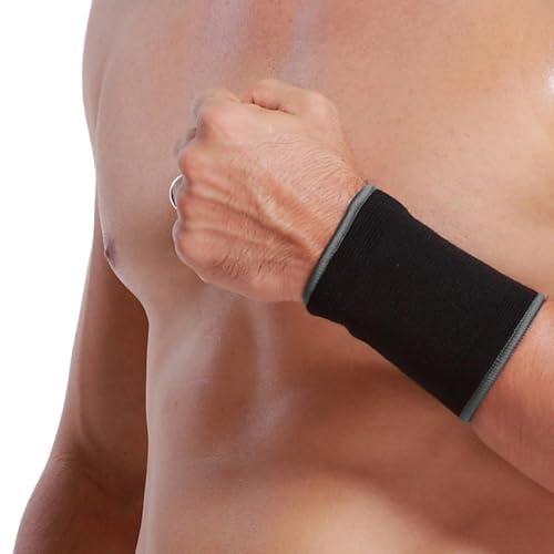 NEOtech Care Handgelenkbandage - elastisches und atmungsaktives Strickgewebe für Tennis, Fitnessstudio, Sport (Schwarz, 1 Einheit, Größe S)