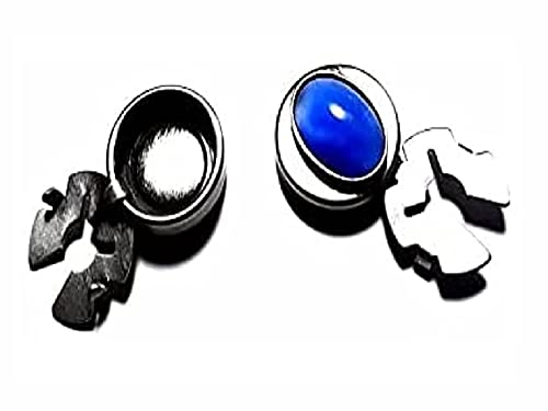 artigianale 1 Paar Knöpfe, 18 mm, oval, Saphir, Badezimmer, Antik-Silber, Schmuck für Herren als Geschenk