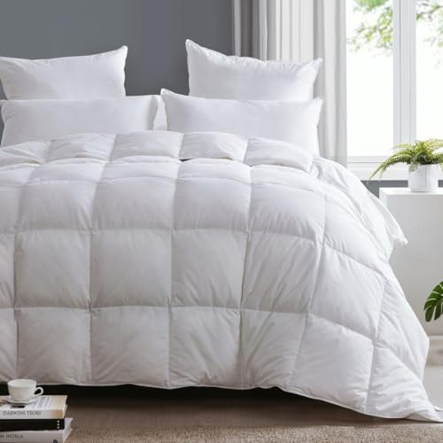 Alpes Blanc - Couette tempérée 220g/m² - 90% Duvet de Canard – Légère et Chaude – Confort Toutes Saisons - Fabriquée en France – 240 x 260 cm