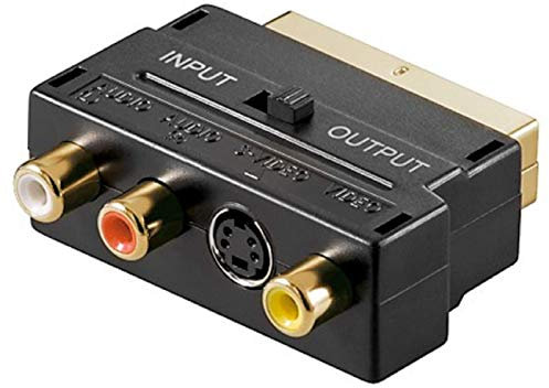 SM-PC® S-VHS S-Video Scart Adapter auf 3xCinch vergoldet Stecker Umschalter Audio Video #223
