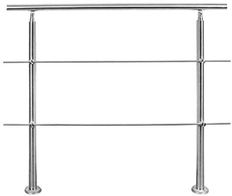 Froadp 120cm Pasamanos de Acero Inoxidable con 2 Postes Juego de Barandilla de Seguridad para Interiores y Exteriores Parapeto Balaustradas para Escaleras para Balcón Patio (2 Travesaños)
