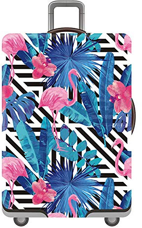 Elastische Kofferhülle Kofferschutzhülle, Treer Reisekoffer Kofferbezug Gepäck Cover Protektor Waschbar Anti-Kratzer Staubdicht Reisekoffer Hülle Cover (Rosa Flamingo,M(22-25in))