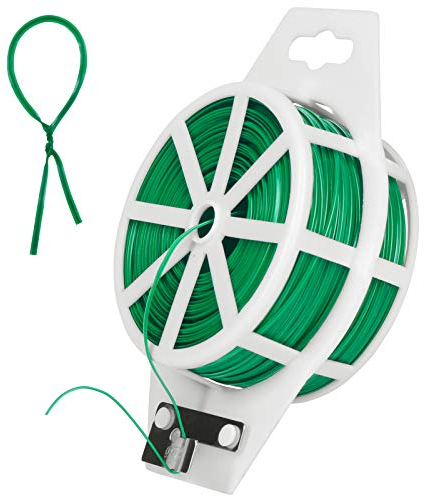 Tenn Well Gartendraht mit Cutter, 100M Weiche Pflanzendraht für die Gartenarbeit Kletterpflanzen, Weinreben, Sträucher und Blumen (Grün)