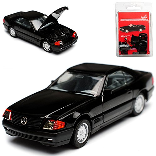 Mercedes-B SL-Klasse 500SL R129 Cabrio Schwarz 1989-2001 Bausatz Kit H0 1/87 Herpa Modell Auto mit individiuellem Wunschkennzeichen