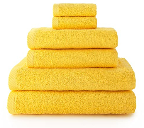 Top Towel - Plus - Toallas de baño grandes - Toallas baño - 2 toallas cara o bidet + 2 toallas de mano o lavabo + 2 toallas de ducha - Algodon 100% - Limon