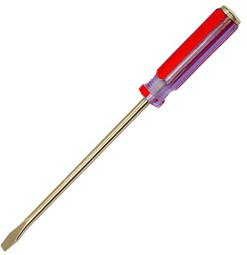 WEDO Screwdriver,Non-Sparking Slotted Screwdriver,Strike Cap Flat Head Screwdriver,Aluminum Bronze,Length 420mm(17),Tip 10mm,Ergonomic Handle,Die-forge,BAM Certificate