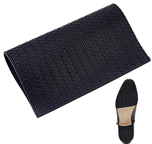 AHANDMAKER Foglio per suole in gomma per riparazione suole per scarpe, scarpe in gomma antiscivolo spesse 3 mm fondo dei cuscinetti per scarpe Sostituzione del tallone per scarpe da donna, nero