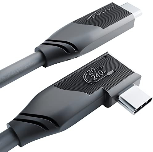 KabelDirekt – USB-C-Winkelkabel – 0,5m – 4K, 20Gbit/s, 240W, Schwarz