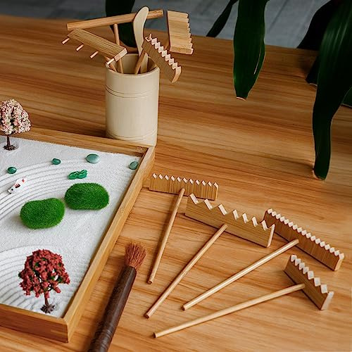 Mini Herramienta de rastrillo de jardín Zen – Herramientas de jardín japonesas de Arena de Roca Accesorios 31 Piezas