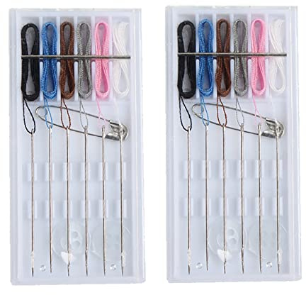 JIHUOO 10 Kästen Nadel Kit Reise Nähset Kleine Nähzeug Set Tragbare Nähzubehörteile Kleidung Reparatur Kit für Nähbedarf 6 Nadel 6 Fäden