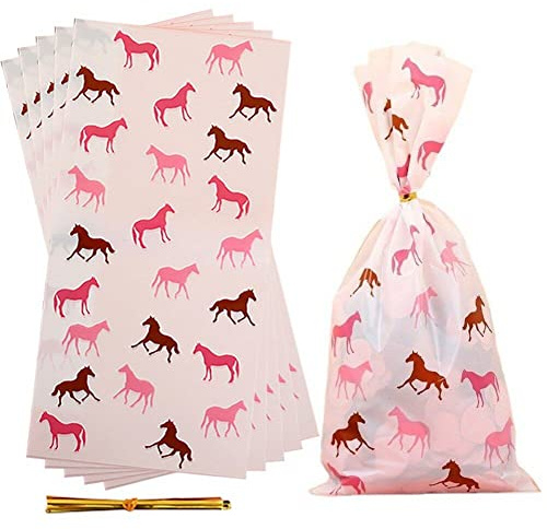 Danlai Candy Geschenktüte 50pcs Pferd Behandeln Tasche Kleine Keksverpackungstasche Party Goodie Gunst Tasche Für Babyparty Geburtstagsfeier