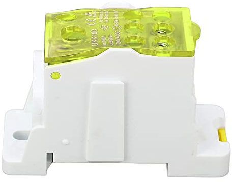 Morsettiere su Guida DIN 160A 690V Connettori Scatola di Giunzione per Blocco di Distribuzione (Giallo) | Coperchio trasparente, Connettore ottone, Per armadi