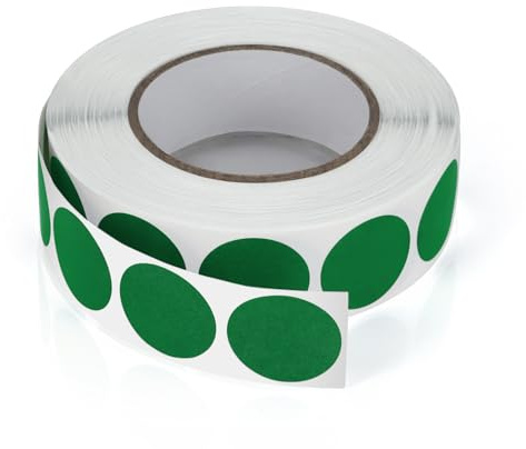 Meitaat Runde Aufkleber 19mm Grün Selbstklebend Kleine Klebepunkte | Etiketten, Farbkodierung, Kreise Sticker, Wetterfest, Rolle 1000 Stück