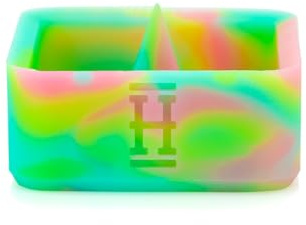 Hemper Cache Unbreakable Silicone Ashtray with Poker – Heat-Resistant Debowling Ashtray for Smokers – Non-Stick, Easy-to-Clean Ash Holder for Home Office, and Outdoor Use – (Neon Rainbow Glow)