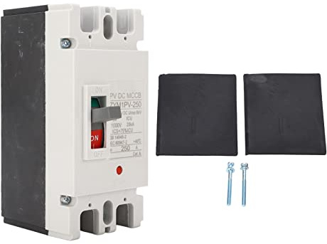 Hyuduo DC-Leistungsschalter, 2P-Stromkreisschutzschalter mit Geformtem Gehäuse, 1000 V, 250 A, 20 KA, mit Silberlegierungskontakt und 8 KV Uimp für Solar-PV-Batteriesysteme und DC-Stromverbraucher
