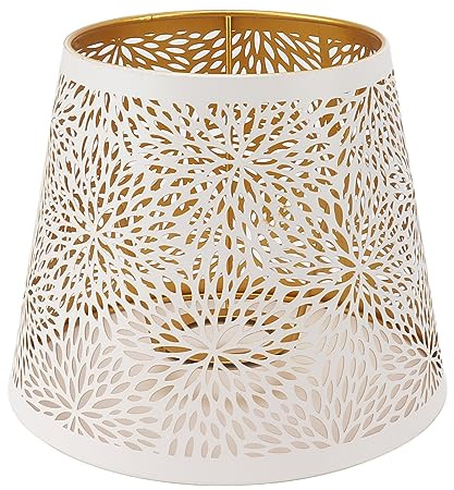 Tomotato Petit Abat-Jour, 19x15x13cm Motif de Fleurs Sculptées Blanches Abat Jour en Fer, E27 E26 Abat Jours Creux pour Lampe de Table Chambre à Coucher Décoration de Chevet