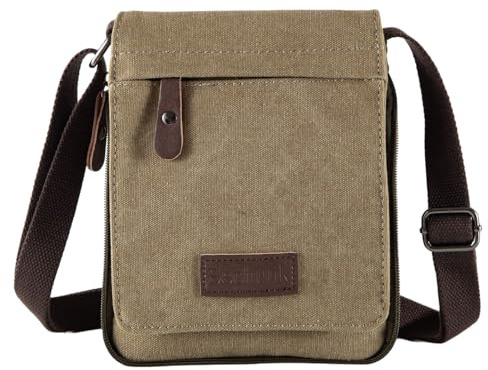 Sechunk Kleine Umhängetasche aus Segeltuch im Vintage-Stil für Herren & Damen,für Outdoor,Camping,Reisen,Arbeiten,täglicher Gebrauch