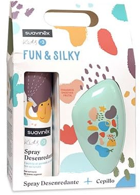 Suavinex, Set Spray Desenredante de Pelo para Niñas y Niños + Cepillo Desenredante Sin Tirones, Sin Aclarado, Fragancia Frutal, Sin Alérgenos, 96% Ingredientes Origen Natural, de 3 a 10 Años, 250 ml