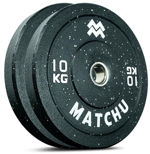 MATCHU - Hantelscheiben - Gewichtsscheiben - 50 MM - 5, 10, 15, 20 und 25 KG - Satz von 2 - Gummi - Schwarz