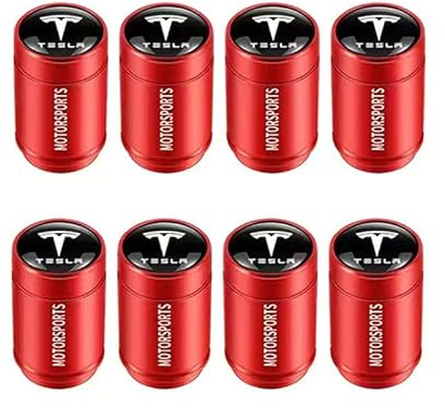 KeKeYa Auto Ventilkappen für Tesla Model 3 2017-2023, Reifenventilkappen Ventildeckel Metall Ventildeckel Mit Dichtung Auto-Reifen Ventilabdeckung Accessoires,B-8 pcs