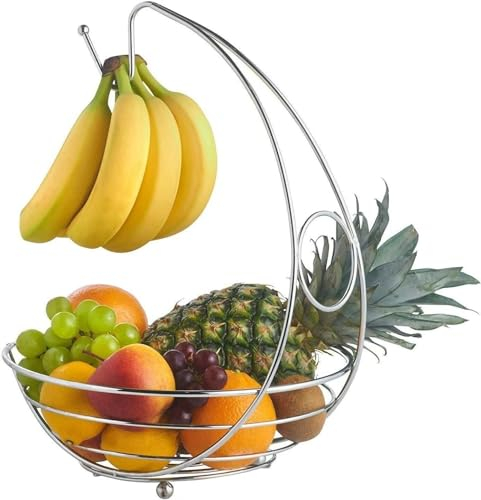 JKFGYTHG Cesto di Frutta Moderno in Metallo Cromato Che Mantiene la Frutta Fresca per Lungo Tempo Centrotavola a Braccio Curvo per la Cucina