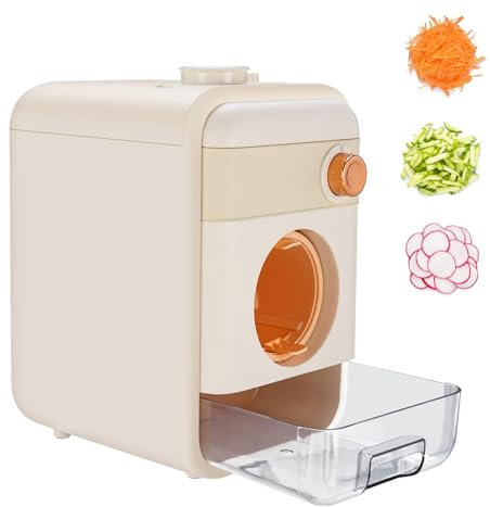 VoOqo Râpe à Fromage électrique, Machine à Salade électrique 90MM, râpe électrique pour Fruits et légumes, Ivory White