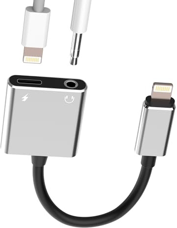 Adaptador Jack Lightning 3.5mm Auriculares Cargador Conector (2 en 1) para Apple iPhone 12 13 Pro para iPad a Audio Splitter Toma auxiliar Cable Adaptadores Telefoe Auriculares Dispositivo
