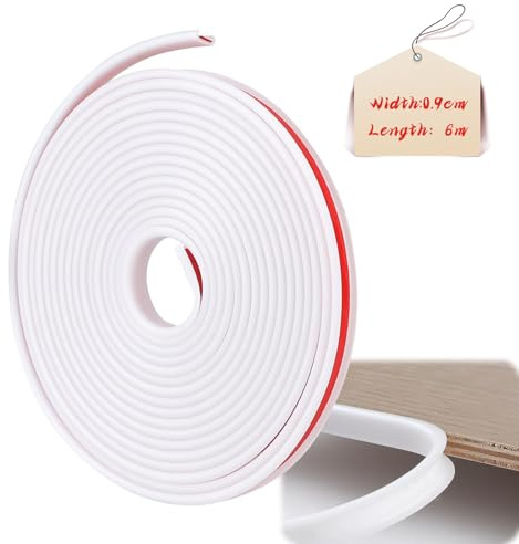 lalago U-Form Selbstklebend Möbelkantenband, Kantenumleimer selbstklebend, Möbelkantenband, Flexible TPE Faltbarer Kantenschutz, U-Förmig TPE Kantenband für Wand Ecken Kommoden Möbel (Weiß, 9mmx6m)