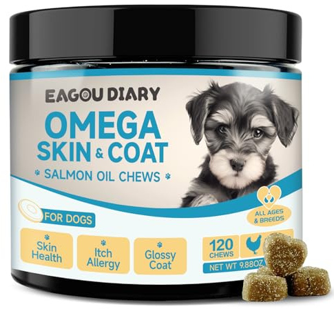 Lachsöl für Hunde - Haut & Fell für Hund im Leckerliformat, Gegen Juckreiz für Kräuter, Kräuter Fellpflege, Haarausfall, Omega 3 für Hunde mit EPA & DHA, LachsöL, Zink, Vitamine und Mineralien