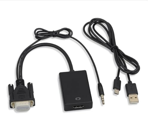 Cavo convertitore da VGA a HDMI con audio, adattatore da VGA a hdmis con audio da 3,5 mm - 1080P convertire sorgente VGA (PC) in connettore hdmi TV. Cavo video di uscita hdmi VGA