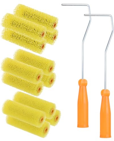 sourcing map 1 set di coperture per rullo di vernice testurizzate da 10 cm, mini copertura per rullo in spugna resiliente con set di strutture in schiuma per cartongesso Rulli di vernice