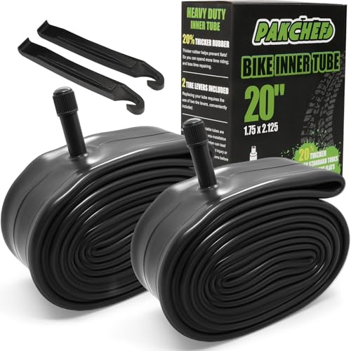 PAKCHEF 20 Thicker Bike Inner Tube for 20x1.75 20x1.95 20x2.10 20x2.125 Bicycle Tire with 32 mm Schrader Valve - Heavy Duty Bike Tube for Road MTB Cruisers Bikes - Set of 2