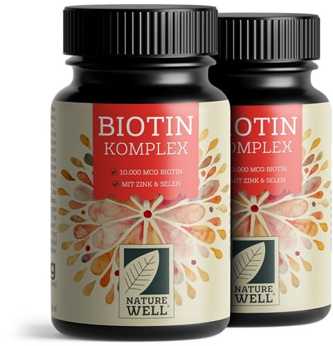 Biotin hochdosiert 10.000 mcg - 730x Biotin Tabletten als Komplex mit Zink & Selen - Vitalstoffe für Haarwuchs, Haut & Nägel - laborgeprüft mit Zertifikat - 100% vegan - 2x 365 Tabletten