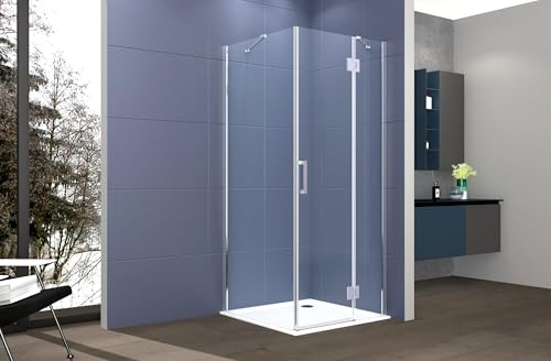 Box doccia 2 lati 80x120 cm fisso + porta un battente H200 cm cristallo 6mm profilo CROMATO PIPPO