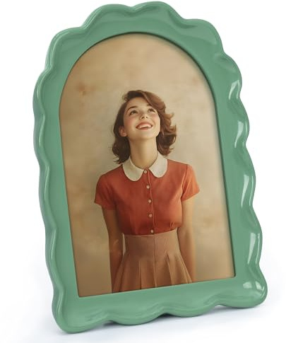 Afuly Grün Bilderrahmen 13x18 Harz Modern Blumen Fotorahmen Picture Frame | Tisch oder Wand, Hoch- oder Querformat, Blütendesign; Geburtstags- oder Jubiläumsgeschenk für Frauen, Mama und Freunde