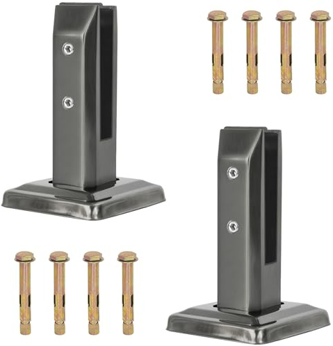 OUUTMEE 2 grandi morsetti in vetro in acciaio inox 304, nero, supporto in vetro per scale, supporto per vetro, recinzione, piscina, vetro per corrimano, balcone, ringhiera per scale, H168 mm