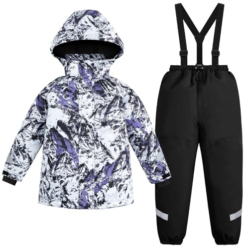 Gogokids Kids 2 Piece Snowsuit Waterproof Ski Suit for 3-10 Years, Boys Girls Winter Ski Jacket and Snow Pants Set
