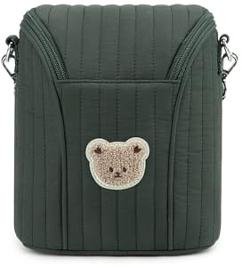 MOMIGO Insulated Breastmilk Cooler Bag - Cute Bear Reusable Milk Bottle Bag Kids Snack Bag Baby Pacifier Pack For Diaper Bag Baby Stroller (Green)