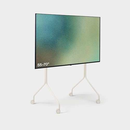 Pedestal Moon Rollin Tall Pearl TV-Rollwagen, 44-70 Zoll – Weiß | Erhöhter Fernsehständer mit Rollen, TV-Wagen, TV-Standfuß rollbar, TV-Erhöhung fürs Wohnzimmer.
