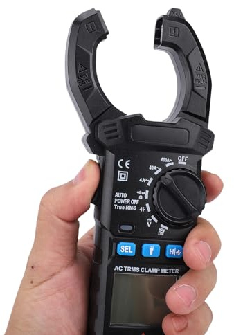 Fabater Pinza Amperimétrica Digital True RMS Retroiluminada de 600 A para Electricistas y Profesionales