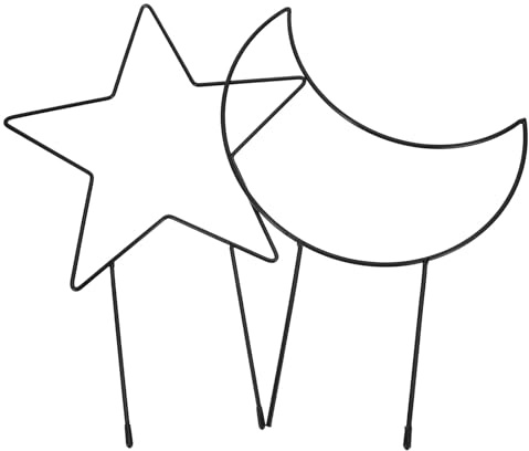 Housoutil 2 Stück Metall Pflanzenstützen Mond Sternform Kletterhilfe für Kletterpflanzen Garten Zimmer Wetterbeständig Wiederverwendbar