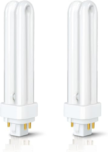 2 x Patron 26W CFL G24Q-3 4 Pin Compact Fluorescent Light 26W PLC Tube Bulbs 1750LM Energy Saving G24Q-3 Compact Fluorescent Lamp CFL Light Bulbs 4000K Cool White Double Turn 2U Tube