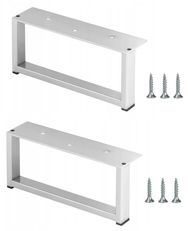 WAMAK Rechteckige Möbelfüße | Möbelbein, Schrankfuß & Sofafuß – Schwarz Matt, H: 87 mm, B: 200 mm (Chrome)