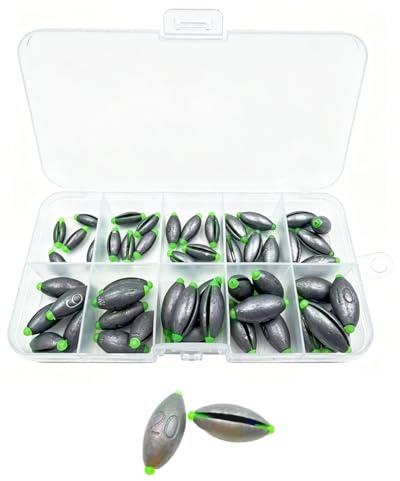 SIRLOMU Plomos de Pesca de Plomo Abiertos 50 piezas Surtidas, Extraíbles y Reutilizables para Aparejos Versátiles, Agua Dulce y Salada