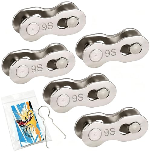 Eslabón Rápido de Cadena 9 Velocidades - 5 Pares (10 Piezas) de Eslabones + Alicate para Eslabón - Compatible con Shimano/SRAM/KMC - Para Carretera y MTB